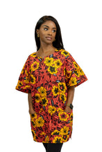 Load image into Gallery viewer, Red Flowers Dashiki Shirt / Dashiki Dress - African print top - Unisex
