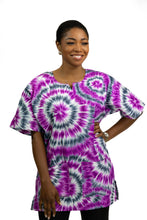 Load image into Gallery viewer, Purple Tie Dye Dashiki Shirt / Dashiki Dress - African print top
