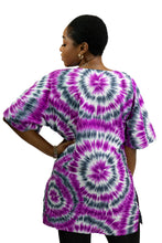 Load image into Gallery viewer, Purple Tie Dye Dashiki Shirt / Dashiki Dress - African print top
