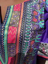 Afbeelding in Gallery-weergave laden, Purple with gold effect Dashiki Shirt / Dashiki Dress - African print top - Unisex - Vlisco
