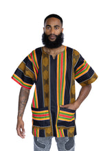 Afbeelding in Gallery-weergave laden, Black Pan Africa Dashiki Shirt / Dashiki Dress - African print top - Unisex
