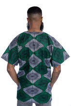 Charger l&#39;image dans la galerie, Green diamonds Dashiki Shirt / Dashiki Dress - African print top - Unisex
