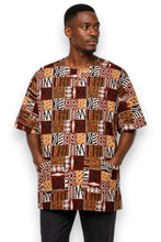 Load image into Gallery viewer, Brown Bogolan Mosaic Dashiki Shirt / Dashiki Dress - African print top - Unisex
