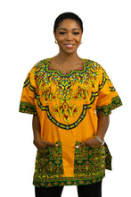 Load image into Gallery viewer, Orange Dashiki Shirt / Dashiki Dress - African print top - Unisex
