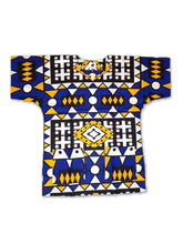 Afbeelding in Gallery-weergave laden, Blue Samakaka Dashiki Shirt / Dashiki Dress - African print top - Unisex
