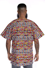 Lade das Bild in den Galerie-Viewer, Red / Orange Bogolan  Dashiki Shirt / Dashiki Dress - African print top - Unisex
