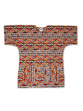 Lade das Bild in den Galerie-Viewer, Red / Orange Bogolan  Dashiki Shirt / Dashiki Dress - African print top - Unisex
