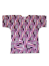 Charger l&#39;image dans la galerie, Purple / white Kente  Dashiki Shirt / Dashiki Dress - African print top - Unisex
