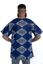 Charger l&#39;image dans la galerie, Royal blue diamonds Dashiki Shirt / Dashiki Dress - African print top - Unisex
