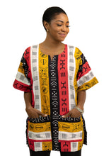 Load image into Gallery viewer, Red Bogolan Symbols Dashiki Shirt / Dashiki Dress - African print top
