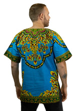 Load image into Gallery viewer, Blue Dashiki Shirt / Dashiki Dress - African print top - Unisex
