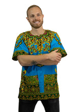 Load image into Gallery viewer, Blue Dashiki Shirt / Dashiki Dress - African print top - Unisex
