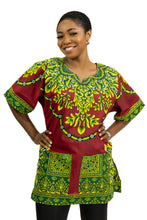 Load image into Gallery viewer, Red Dashiki Shirt / Dashiki Dress - African print top - Unisex
