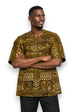 Load image into Gallery viewer, Black Yellow Ndop Cameroon Dashiki Shirt / Dashiki Dress - African print top - Unisex
