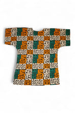 Load image into Gallery viewer, Teal &amp; Yellow-Orange Kuba Blocks Dashiki Shirt / Dashiki Dress - African print top - Unisex
