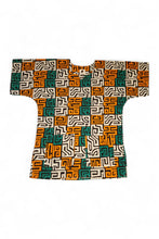 Load image into Gallery viewer, Teal &amp; Yellow-Orange Kuba Blocks Dashiki Shirt / Dashiki Dress - African print top - Unisex
