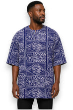 Load image into Gallery viewer, Blue Ndop Cameroon Dashiki Shirt / Dashiki Dress - African print top - Unisex

