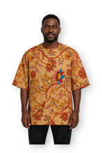 Load image into Gallery viewer, Beige &amp; Orange Botanical Flow Dashiki Shirt / Dashiki Dress - African print top - Unisex
