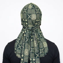 Load image into Gallery viewer, Durag / Du-rag / Do-rag / Bandana - Unisex - Green Bogolan
