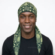Load image into Gallery viewer, Durag / Du-rag / Do-rag / Bandana - Unisex - Green Bogolan
