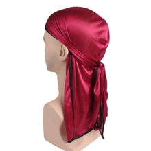 Load image into Gallery viewer, Durag / Du-rag / Do-rag / Bandana - Unisex - Red with black edge
