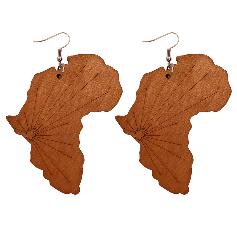 Afrika-Form braun – afrikanisch inspirierte Holzohrringe