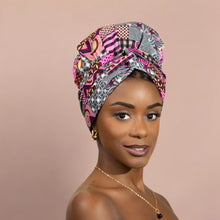 Load image into Gallery viewer, Easy headwrap - Satin lined hair bonnet - Pink
