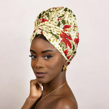 Load image into Gallery viewer, Easy headwrap - Satin lined hair bonnet - Cream color
