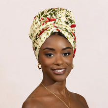 Load image into Gallery viewer, Easy headwrap - Satin lined hair bonnet - Cream color
