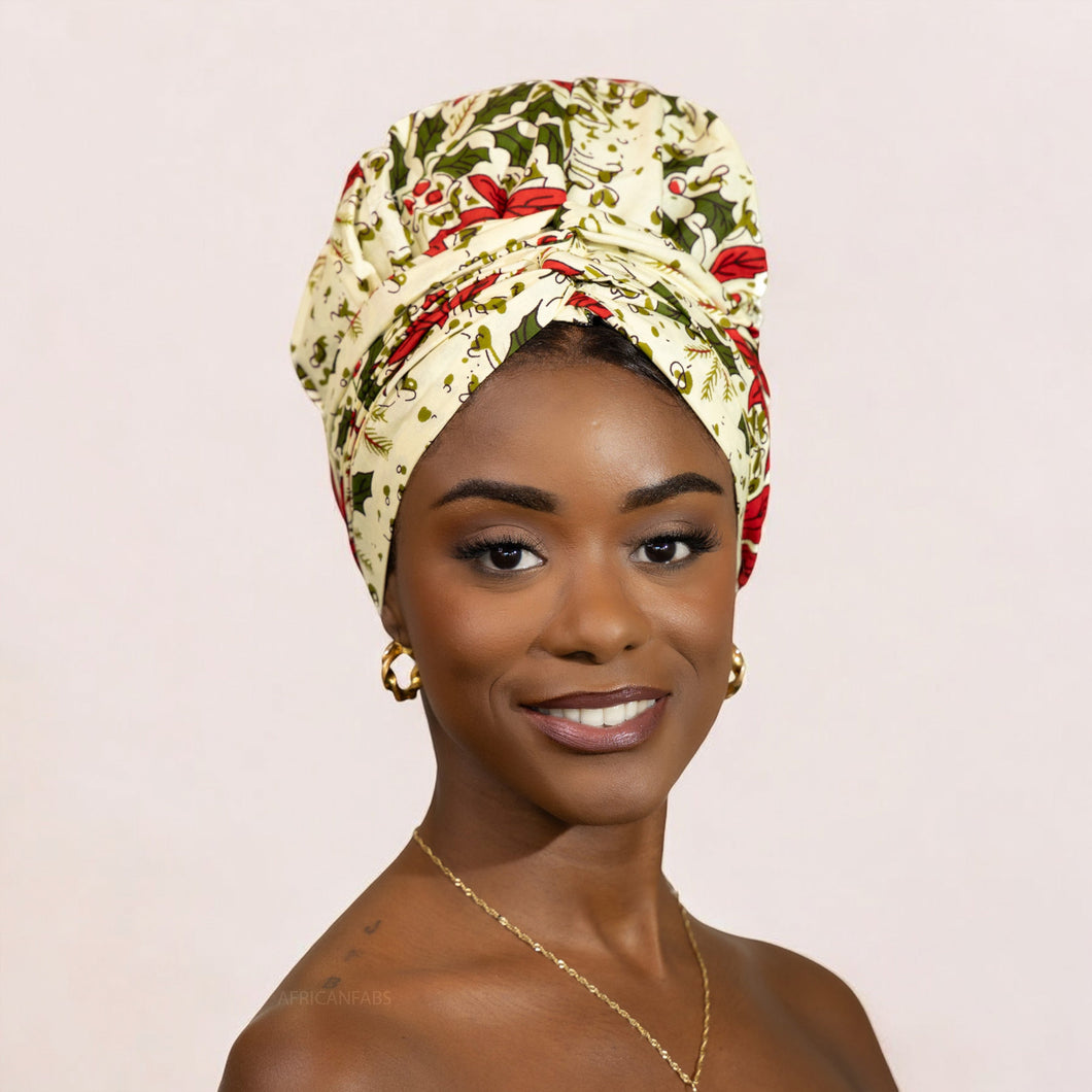 Easy headwrap - Satin lined hair bonnet - Cream color