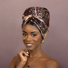 Afbeelding in Gallery-weergave laden, Easy headwrap - Satijnen gevoerde haarkap - Bruin
