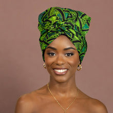 Load image into Gallery viewer, Easy headwrap - Satin lined hair bonnet - Green
