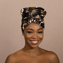 Load image into Gallery viewer, Easy headwrap - Satin lined hair bonnet - Brown
