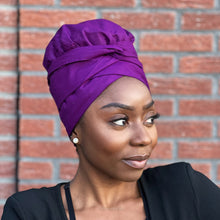 Load image into Gallery viewer, Easy headwrap - Satin lined hair bonnet - Purple
