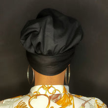 Load image into Gallery viewer, Easy headwrap - Satin lined hair bonnet - Black

