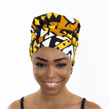 Lade das Bild in den Galerie-Viewer, Easy headwrap&lt;/i&gt; – Satingefütterte Haarhaube – Senfgelb / gelbes Samakaka
