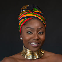 Load image into Gallery viewer, Easy headwrap - Satin lined hair bonnet - Pan Africa / black

