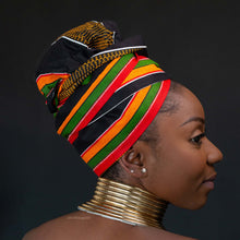 Charger l&#39;image dans la galerie, Bandeau Easy - Bonnet cheveux doublé satin - Pan Africa / noir
