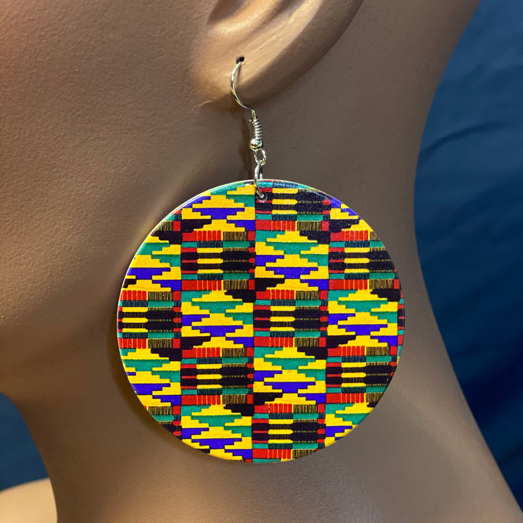 Black / Green Kente print Earrings