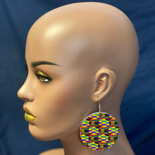 Load image into Gallery viewer, Black / Green Kente print Earrings
