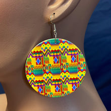 Load image into Gallery viewer, Yellow / Green Kente print Earrings
