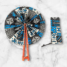 Load image into Gallery viewer, African Hand fan - Ankara print Hand fan - Adwoa - Blue
