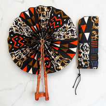 Load image into Gallery viewer, African Hand fan - Ankara print Hand fan - Brown Black Yawson
