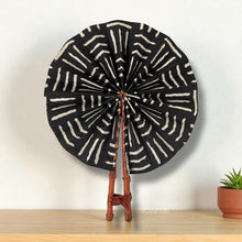 Load image into Gallery viewer, African Hand fan - Ankara print Hand fan - Abena- Black
