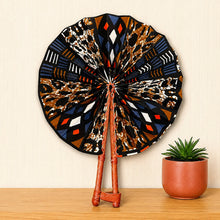 Load image into Gallery viewer, African Hand fan - Ankara print Hand fan - Brown Black Yawson

