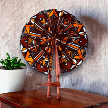 Load image into Gallery viewer, African Hand fan - Ankara print Hand fan - Kwasi - Brown Bogolan
