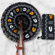 Load image into Gallery viewer, African Hand fan - Ankara print Hand fan - Kwaku - Black

