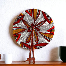 Afbeelding in Gallery-weergave laden, African Hand fan - Ankara print Hand fan - Amma - Red / white
