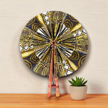 Load image into Gallery viewer, African Hand fan - Ankara print Hand fan - Yao - Yellow Bogolan
