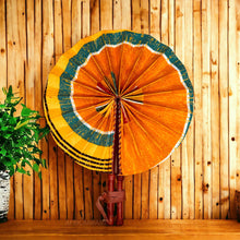 Load image into Gallery viewer, African Hand fan - Ankara print Hand fan - Kwasi - Orange kente
